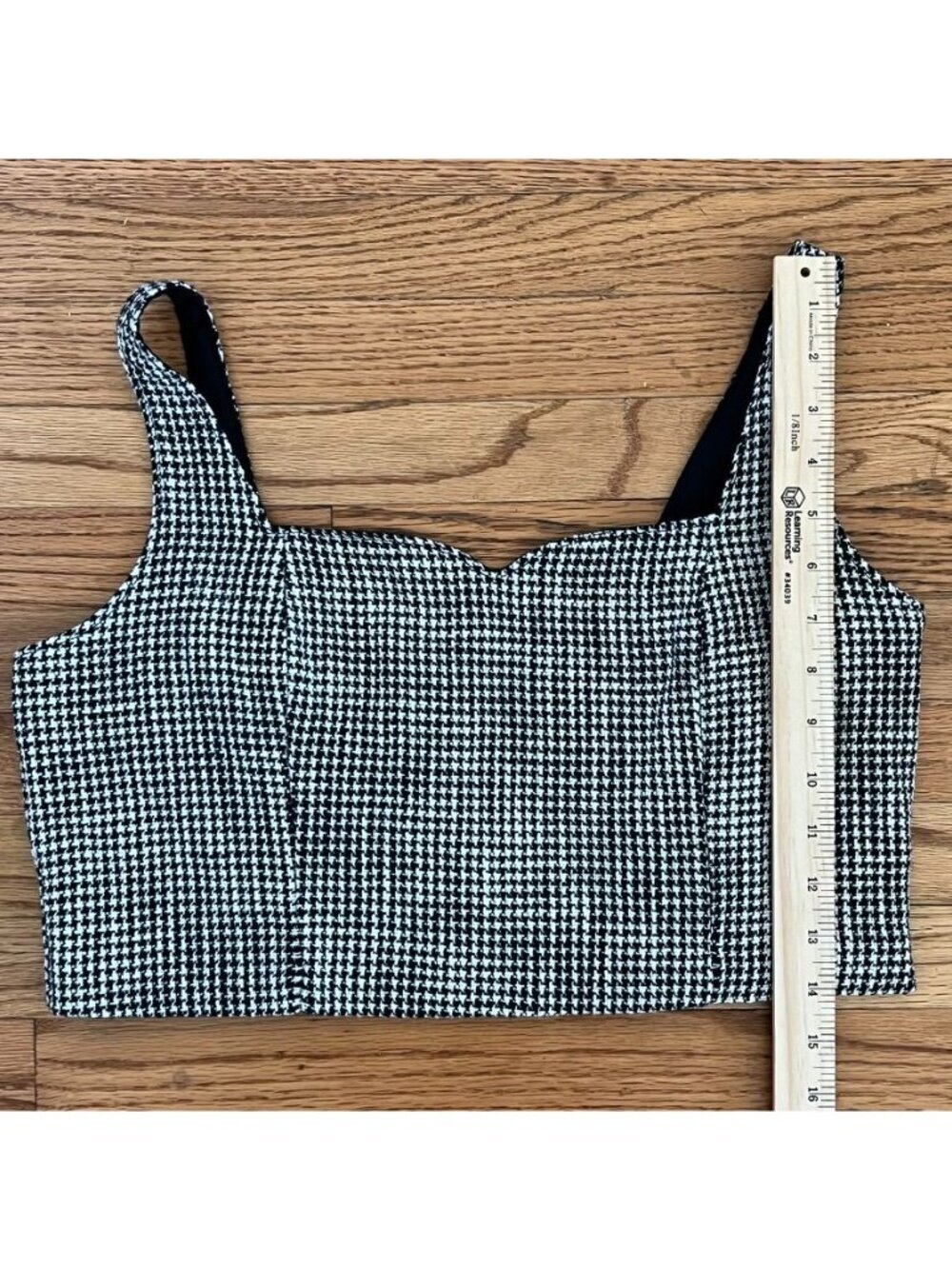Abercrombie & Fitch Womens L Top Houndstooth Corset Inspired Crop Black White - Picture 9 of 11